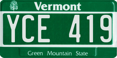 VT license plate YCE419