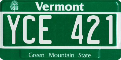 VT license plate YCE421