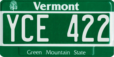VT license plate YCE422
