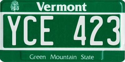 VT license plate YCE423