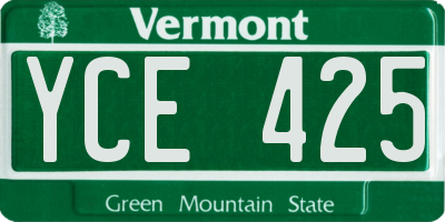 VT license plate YCE425