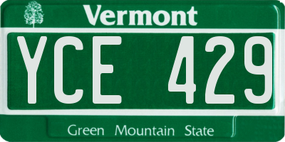 VT license plate YCE429
