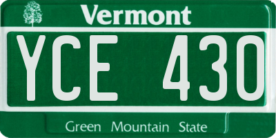 VT license plate YCE430