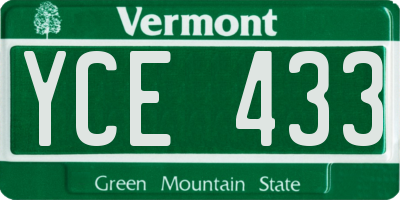 VT license plate YCE433