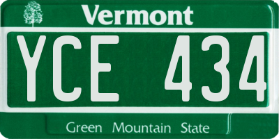VT license plate YCE434