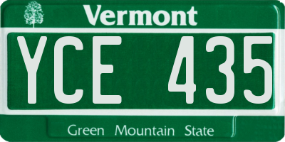 VT license plate YCE435