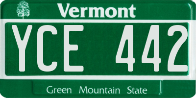 VT license plate YCE442