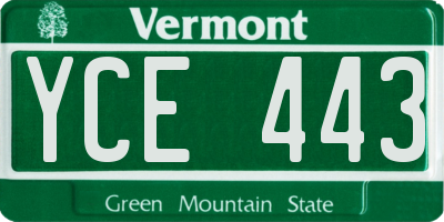 VT license plate YCE443