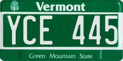VT license plate YCE445