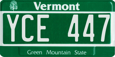 VT license plate YCE447