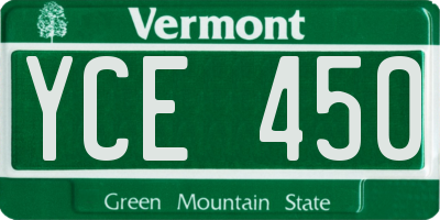 VT license plate YCE450