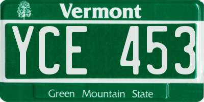 VT license plate YCE453