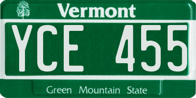 VT license plate YCE455