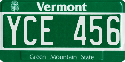 VT license plate YCE456