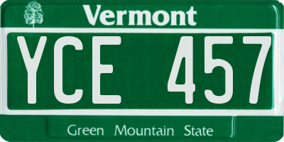 VT license plate YCE457