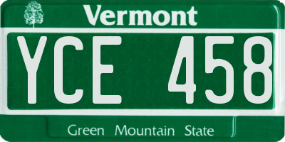 VT license plate YCE458