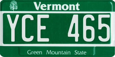 VT license plate YCE465
