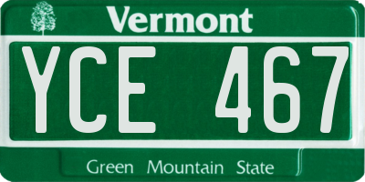 VT license plate YCE467