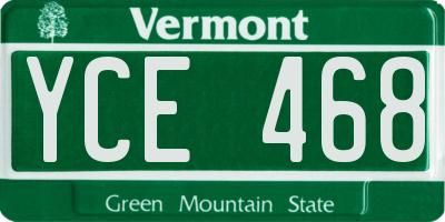 VT license plate YCE468