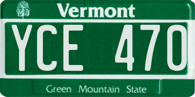 VT license plate YCE470