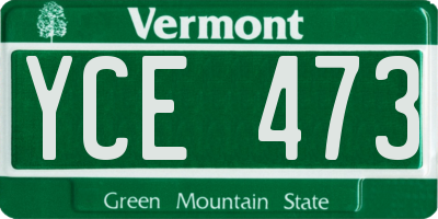 VT license plate YCE473