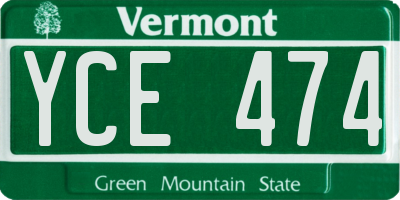 VT license plate YCE474