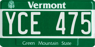 VT license plate YCE475