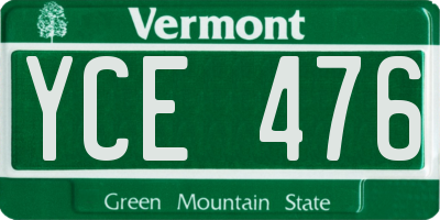 VT license plate YCE476