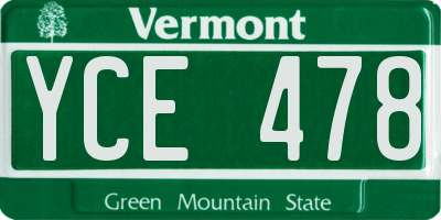 VT license plate YCE478