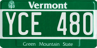 VT license plate YCE480