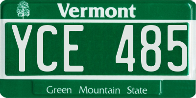 VT license plate YCE485