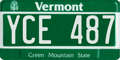 VT license plate YCE487