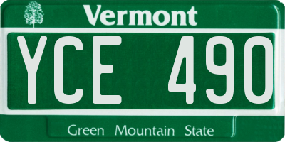 VT license plate YCE490