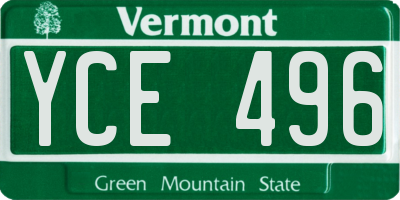 VT license plate YCE496