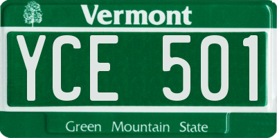 VT license plate YCE501