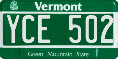 VT license plate YCE502
