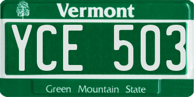 VT license plate YCE503