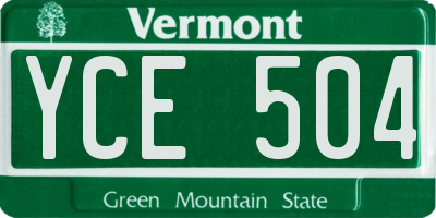 VT license plate YCE504