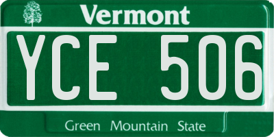 VT license plate YCE506