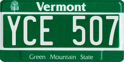 VT license plate YCE507