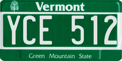 VT license plate YCE512