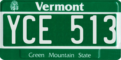 VT license plate YCE513