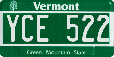 VT license plate YCE522