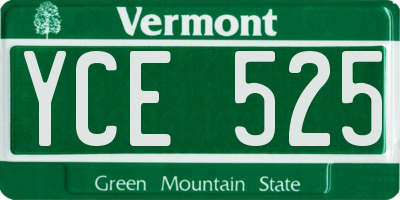 VT license plate YCE525