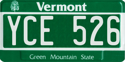 VT license plate YCE526