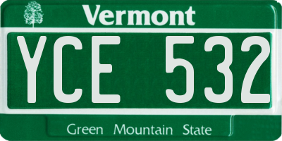 VT license plate YCE532