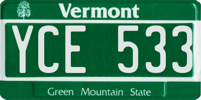 VT license plate YCE533