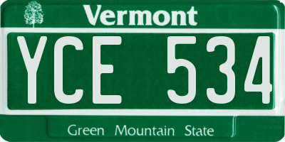 VT license plate YCE534