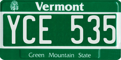 VT license plate YCE535