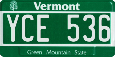 VT license plate YCE536